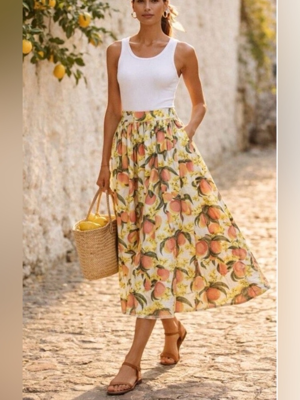 NWT J. Crew A-line Flowy Maxi Skirt in Peach Print - Size 2